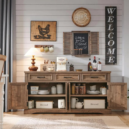 Large Buffet Sideboard Cabinet with 4 Doors and 3 Drawers