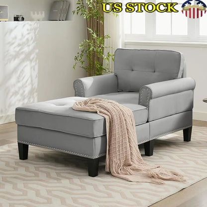 Chaise Lounge Chair Armrests Modern Sleeper Sofa Tufted