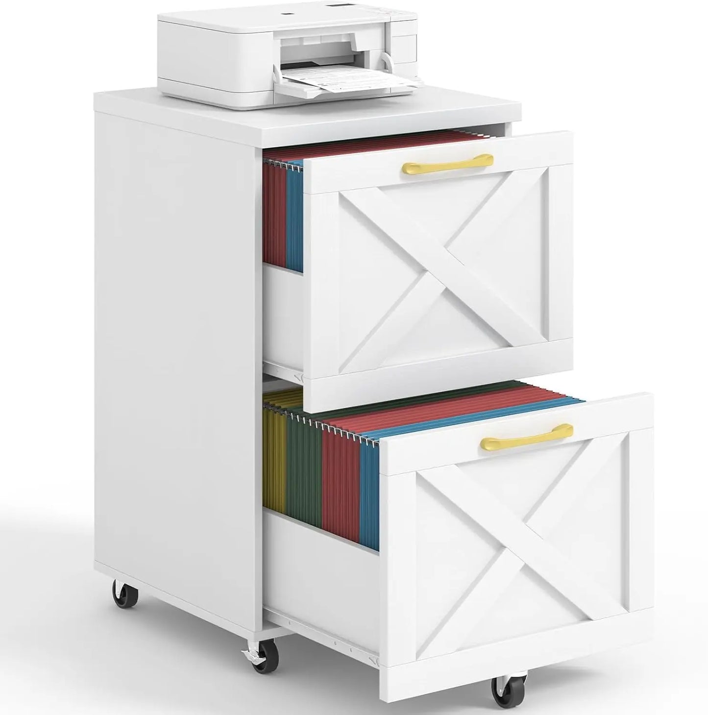 2 Drawer Vertical Filing Cabinet with Wheels, Under Desk Rolling File
