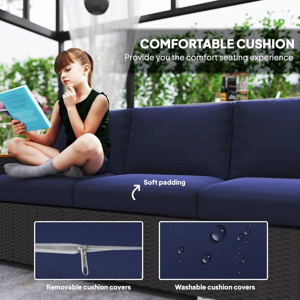 3-Seat Outdoor Patio Sofa with Cushions,