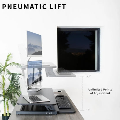 Height Adjustable Stand Up Desk, Tabletop Dual Monitor Riser Workstation