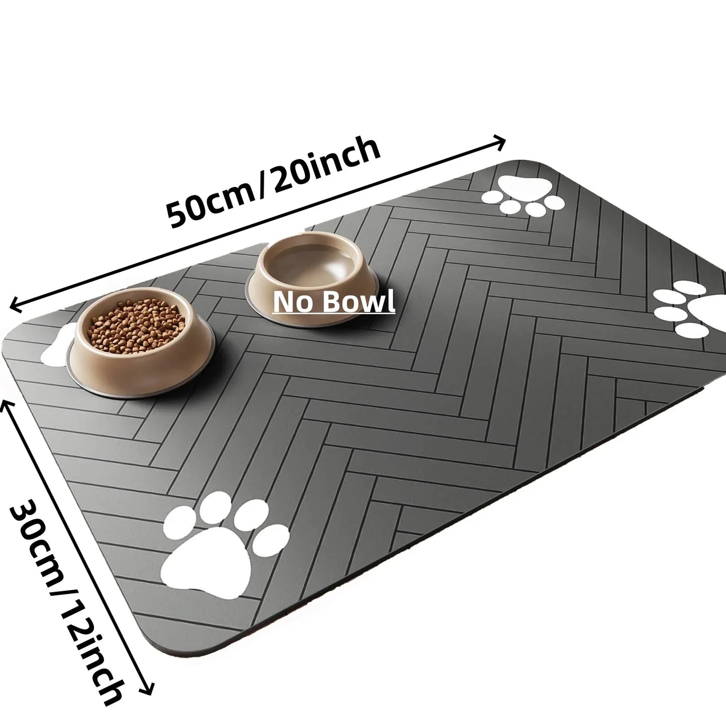 S、M、L Absorbent Pet Feeding Mat, Waterproof Placemat for Dog & Cat Food & Water Bowls, Quick-Dry Rubber Backing