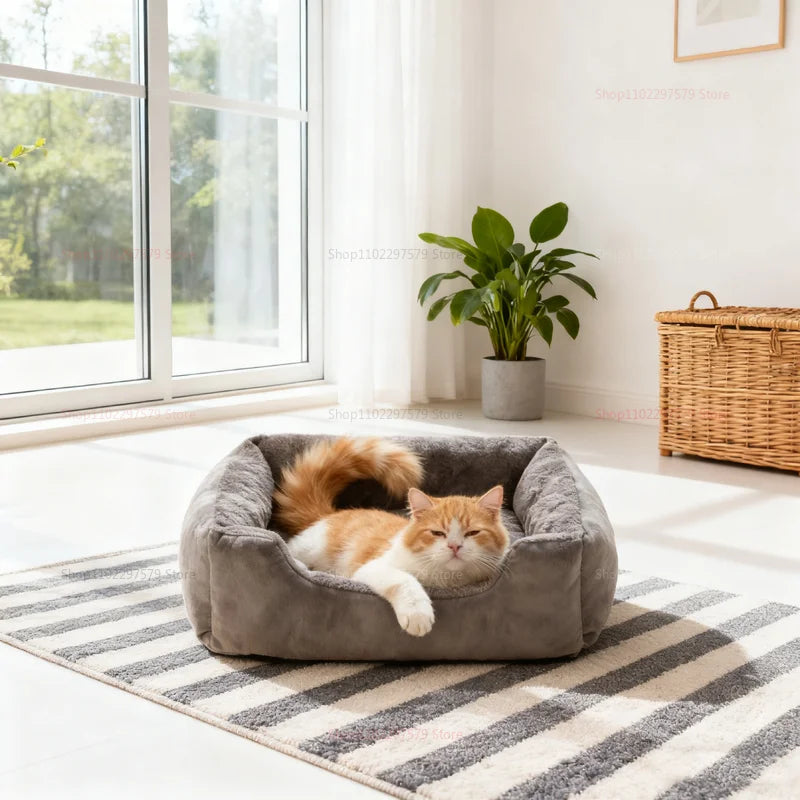 Cat nests are universal in all seasons.  Winter thickened kennel mats.