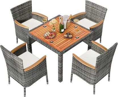 7 Pieces Wicker Patio Dining Set