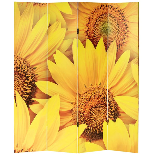 Tall Sunflowers Canvas Room Divider, 4 Panel Foldable, Lightweight Screen Partition