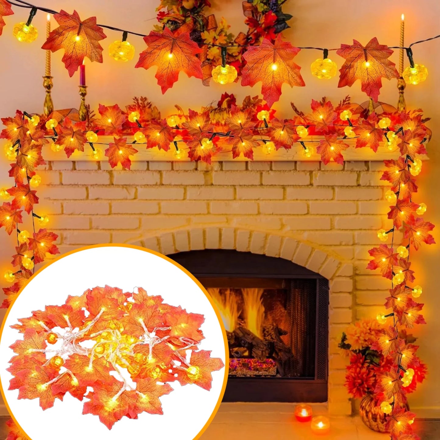 20ft 40 LED Maple Leaf Light String Party Decoration