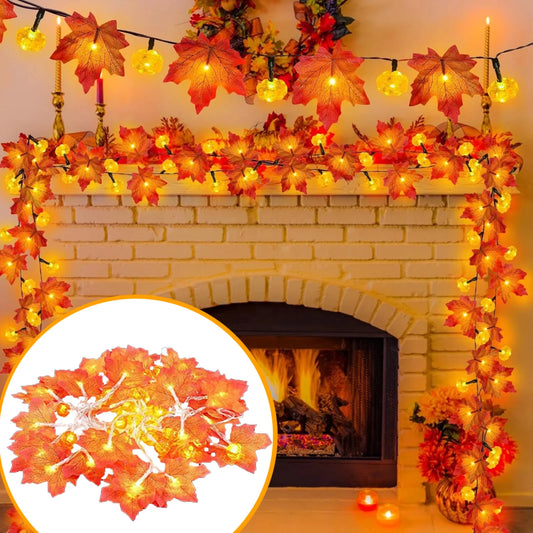 20ft 40 LED Maple Leaf Light String Party Decoration