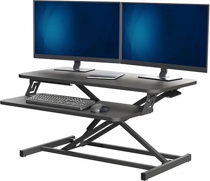 Height Adjustable Stand Up Desk, Tabletop Dual Monitor Riser Workstation