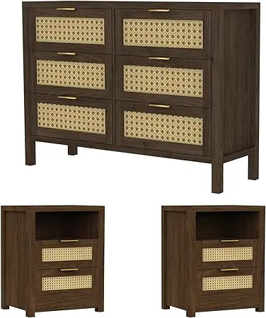 6 Drawer Dresser & 2 Nightstand Set for Bedroom