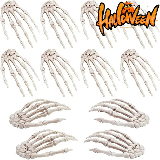 1-6Pair Halloween Skeleton Hand Bone Party Props