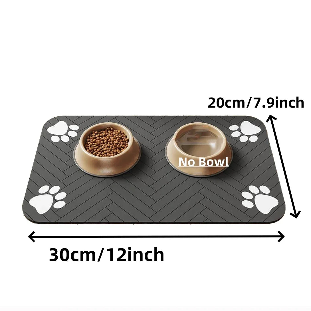 S、M、L Absorbent Pet Feeding Mat, Waterproof Placemat for Dog & Cat Food & Water Bowls, Quick-Dry Rubber Backing