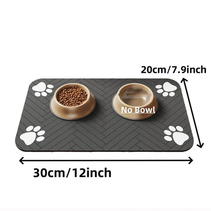 S、M、L Absorbent Pet Feeding Mat, Waterproof Placemat for Dog & Cat Food & Water Bowls, Quick-Dry Rubber Backing