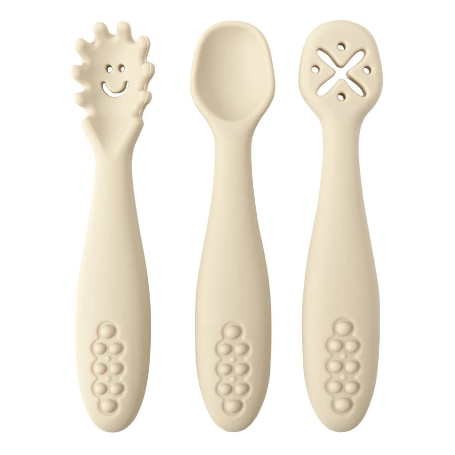 3PCS Cute Baby Learning Spoons Utensils Set Newborn and Toddler Feeding Spoon Set