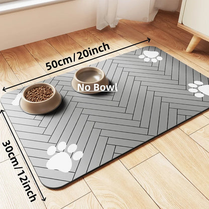 S、M、L Absorbent Pet Feeding Mat, Waterproof Placemat for Dog & Cat Food & Water Bowls, Quick-Dry Rubber Backing