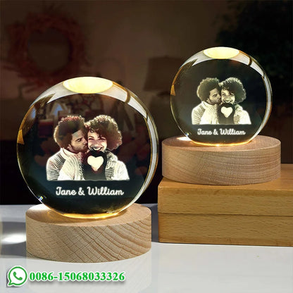 Crystal Ball Photo LED Night Light Bedroom Office Decoration Gift Wedding Couple's Parents Pet Photos Souvenir Gifts