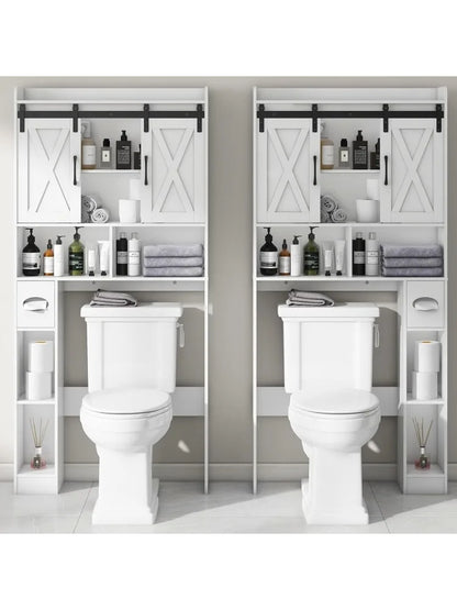 Storage Cabinet Over Toilet with Sliding Doors