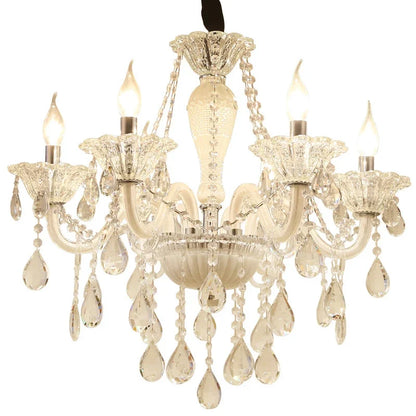 BERTH European Crystal Pendent Lamp White Candle Lamp Luxury Art Living Room Restaurant BedroomVilla Hotel KTV Chandelier