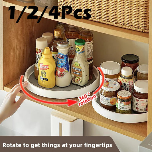 1/4Pcs 360 Rotatable Anti Sliding Kitchen Condiment Rotatable Storage