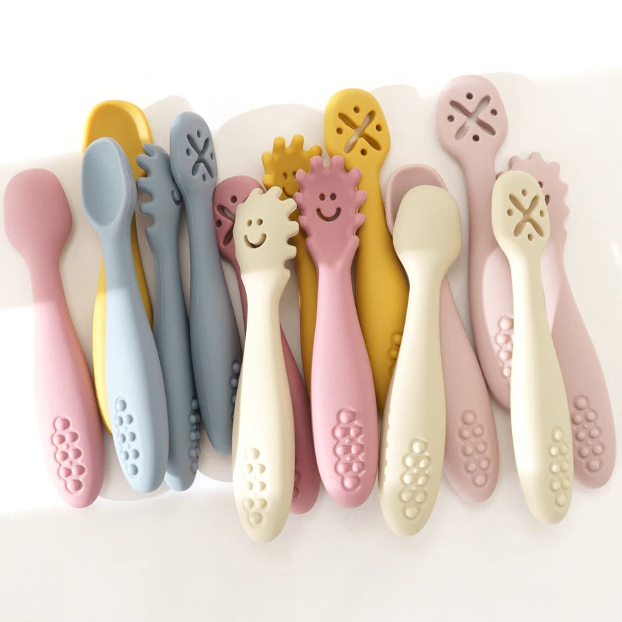 3PCS Cute Baby Learning Spoons Utensils Set Newborn and Toddler Feeding Spoon Set