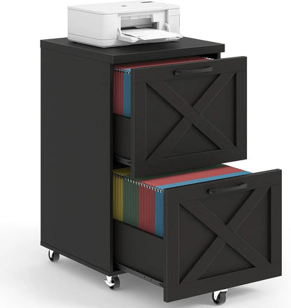 2 Drawer Vertical Filing Cabinet with Wheels, Under Desk Rolling File