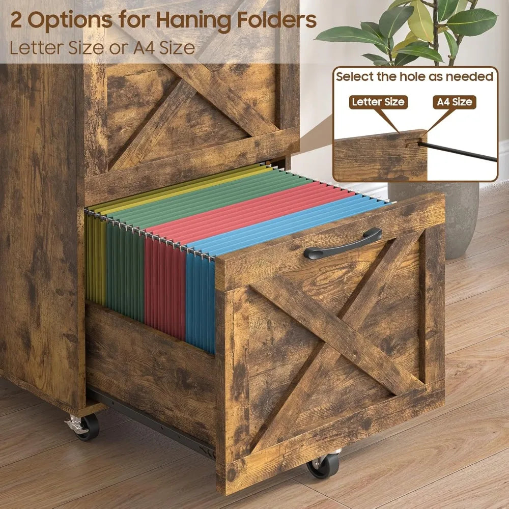 2 Drawer Vertical Filing Cabinet with Wheels, Under Desk Rolling File