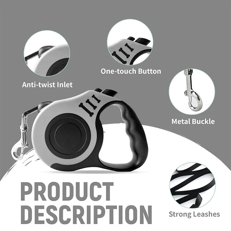 3m 5m Small Dog Automatic Telescopic Leash Dogs Traction Device Portable with Anti Slip Handle