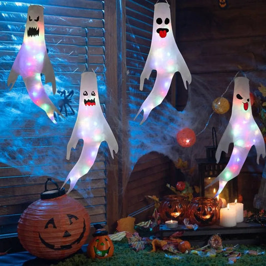 Halloween Hanging Ghost LED Luminous Lights, Emoticons Props for Outdoor Party Decoration