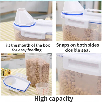 1.5kg/2kg Dog Cat Food Plastic Storage Container with Measuring Cup Moisture-proof