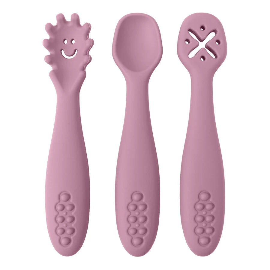 3PCS Cute Baby Learning Spoons Utensils Set Newborn and Toddler Feeding Spoon Set