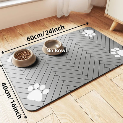 S、M、L Absorbent Pet Feeding Mat, Waterproof Placemat for Dog & Cat Food & Water Bowls, Quick-Dry Rubber Backing