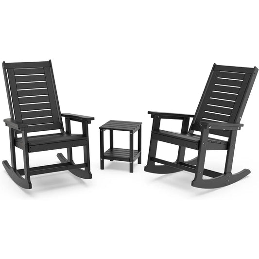 Outdoor 3-Piece - 2 Rocking Chairs with 1 Side Table