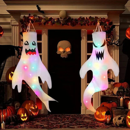 Halloween Hanging Ghost LED Luminous Lights, Emoticons Props for Outdoor Party Decoration