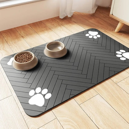 S、M、L Absorbent Pet Feeding Mat, Waterproof Placemat for Dog & Cat Food & Water Bowls, Quick-Dry Rubber Backing