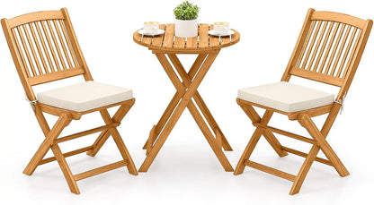 3 Pieces Acacia Wood Table and Chairs Set