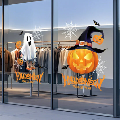 2 Pieces of 45Cm*60Cm Halloween Window Stickers Ghost Pumpkin Glass Decals