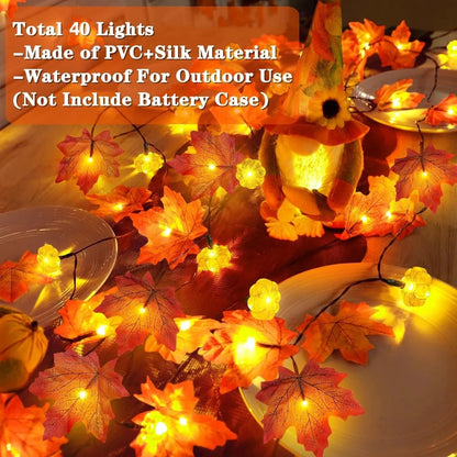 20ft 40 LED Maple Leaf Light String Party Decoration
