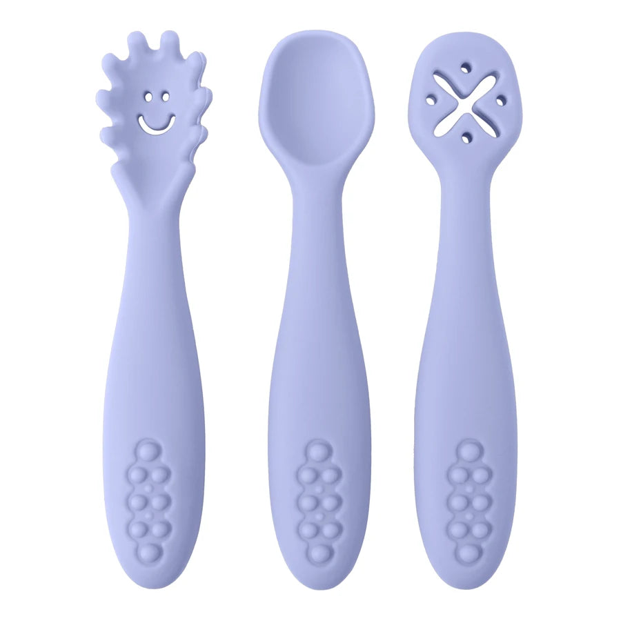 3PCS Cute Baby Learning Spoons Utensils Set Newborn and Toddler Feeding Spoon Set