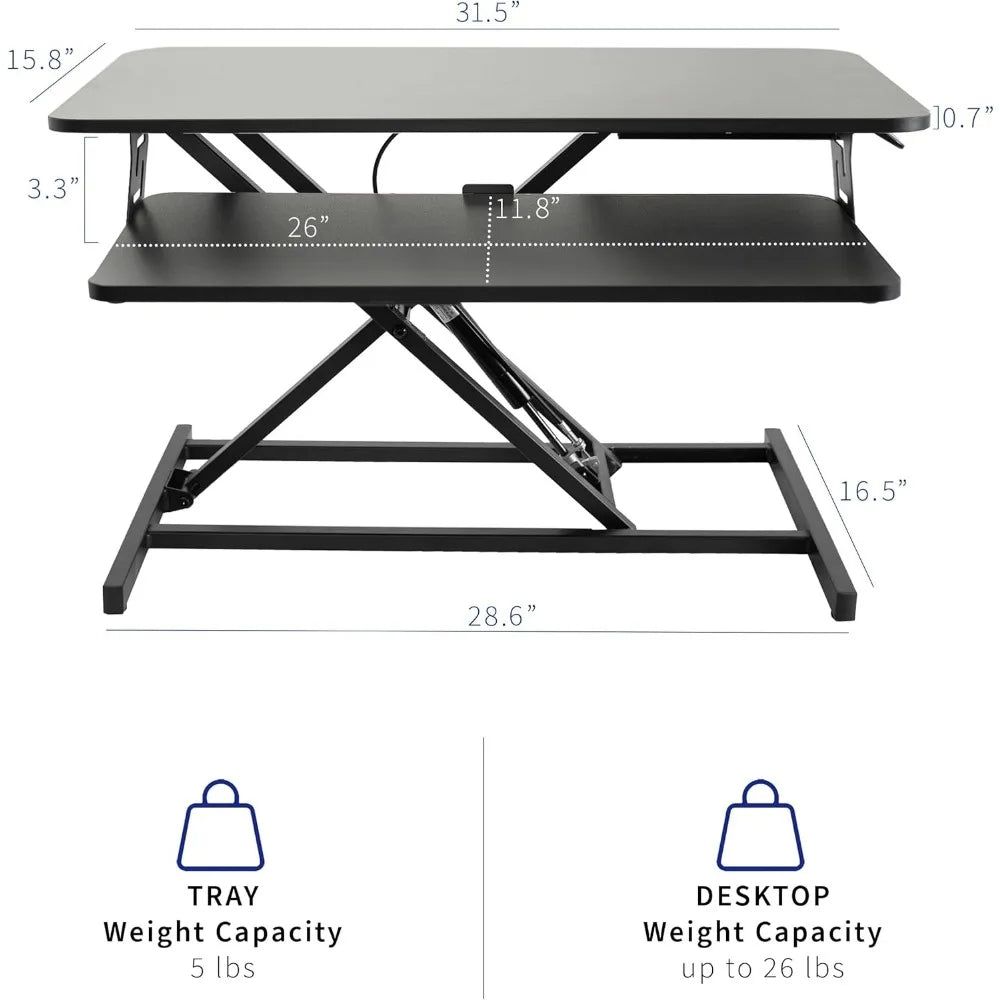 Height Adjustable Stand Up Desk, Tabletop Dual Monitor Riser Workstation