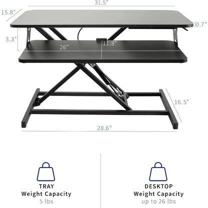 Height Adjustable Stand Up Desk, Tabletop Dual Monitor Riser Workstation