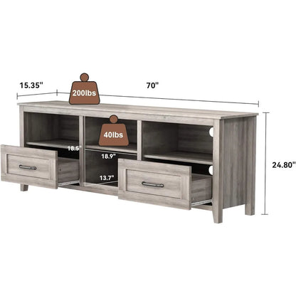 Grey TV Stand with Cabinet and Drawers
