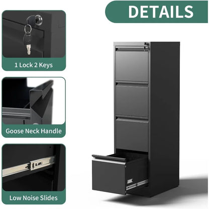 4 Drawer Vertical File Cabinet, Heavy Duty File Storage