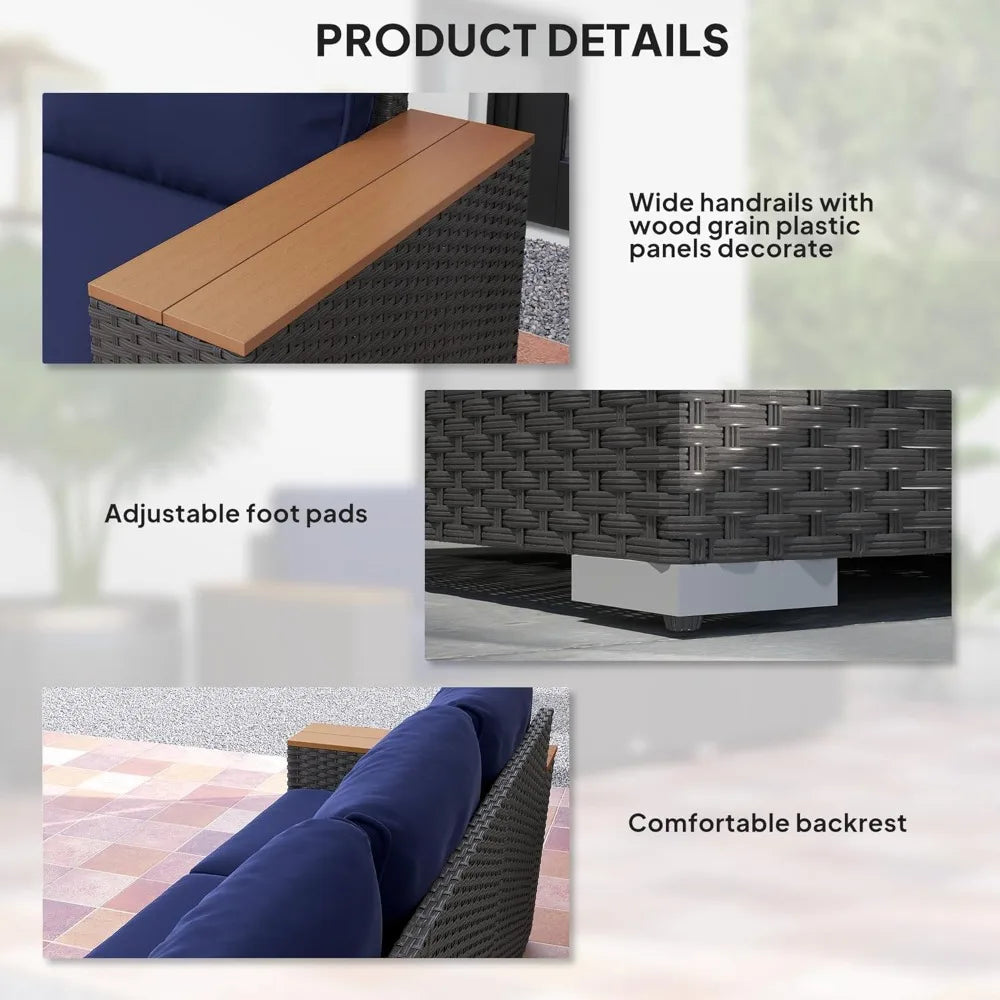 3-Seat Outdoor Patio Sofa with Cushions,
