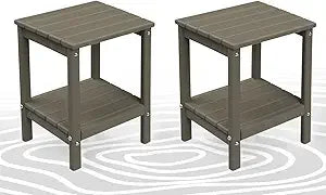 Outdoor-Side-Tables, Set of 2 Patio End-Table