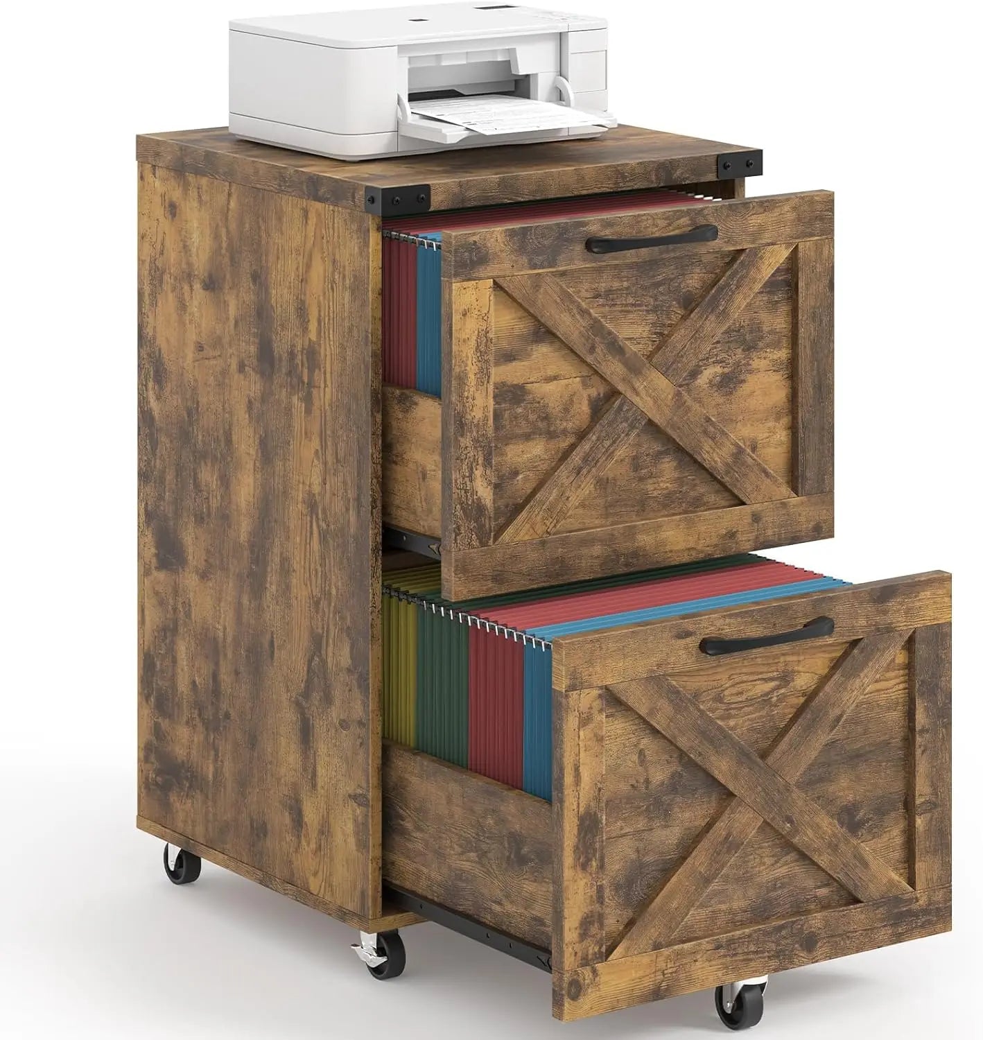 2 Drawer Vertical Filing Cabinet with Wheels, Under Desk Rolling File