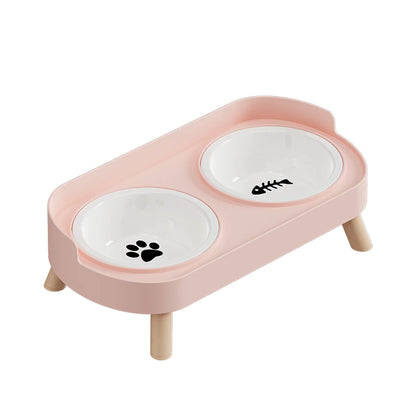 A Colorful Dopamine Pet Double Bowl Fashion Feeding Large Capacity Stainless Steel Dog Bowl Drinking Water Neck Cat Double Bowl
