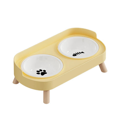A Colorful Dopamine Pet Double Bowl Fashion Feeding Large Capacity Stainless Steel Dog Bowl Drinking Water Neck Cat Double Bowl