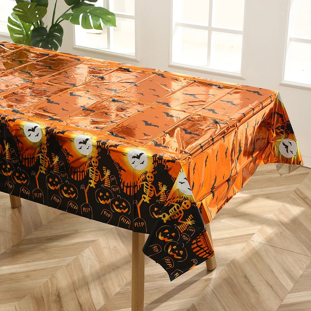 1Pcs Halloween Skeleton Pumpkin Spider Tablecloth Party Decoration