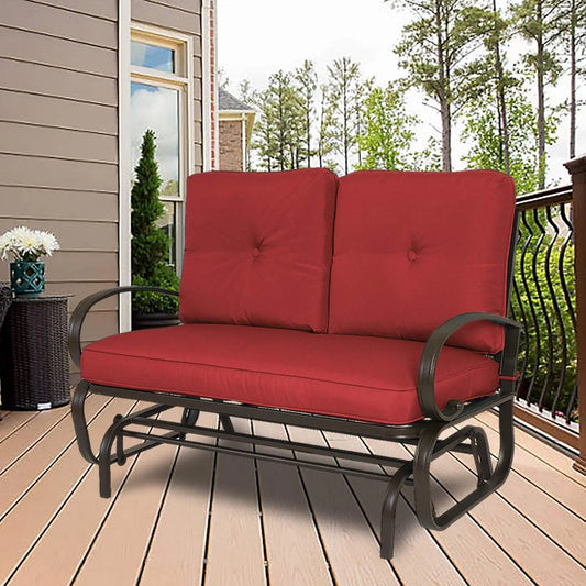 Patio Glider Bench -  Rocking Loveseat and Cushioned Seats for Patio