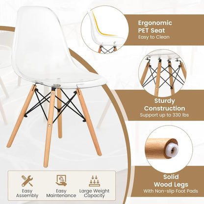 Table Set for 4, Modern with Chairs, Glass Table
