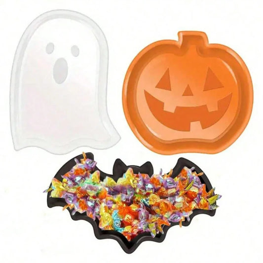 Halloween Party Candy Dish, Cute Pumpkin Bat Ghost Food Tray, Dessert Snack Fruit Platter, Halloween Home Party Decorations